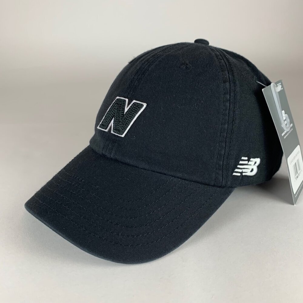 New Balance Mens Black Relaxed Fit Strapback Adjustable Hat New